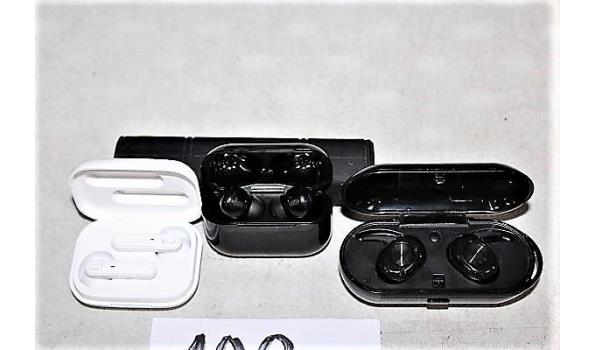 3 div wireless earphones, met oplaadcase, werking niet gekend, zonder kabels